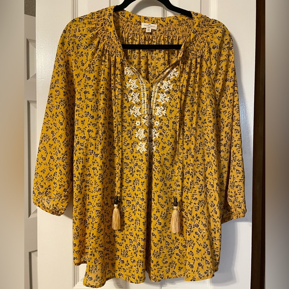 MASON BELLE - 2X - LIKE NEW - Mustard Yellow Blouse - Picture 1 of 2